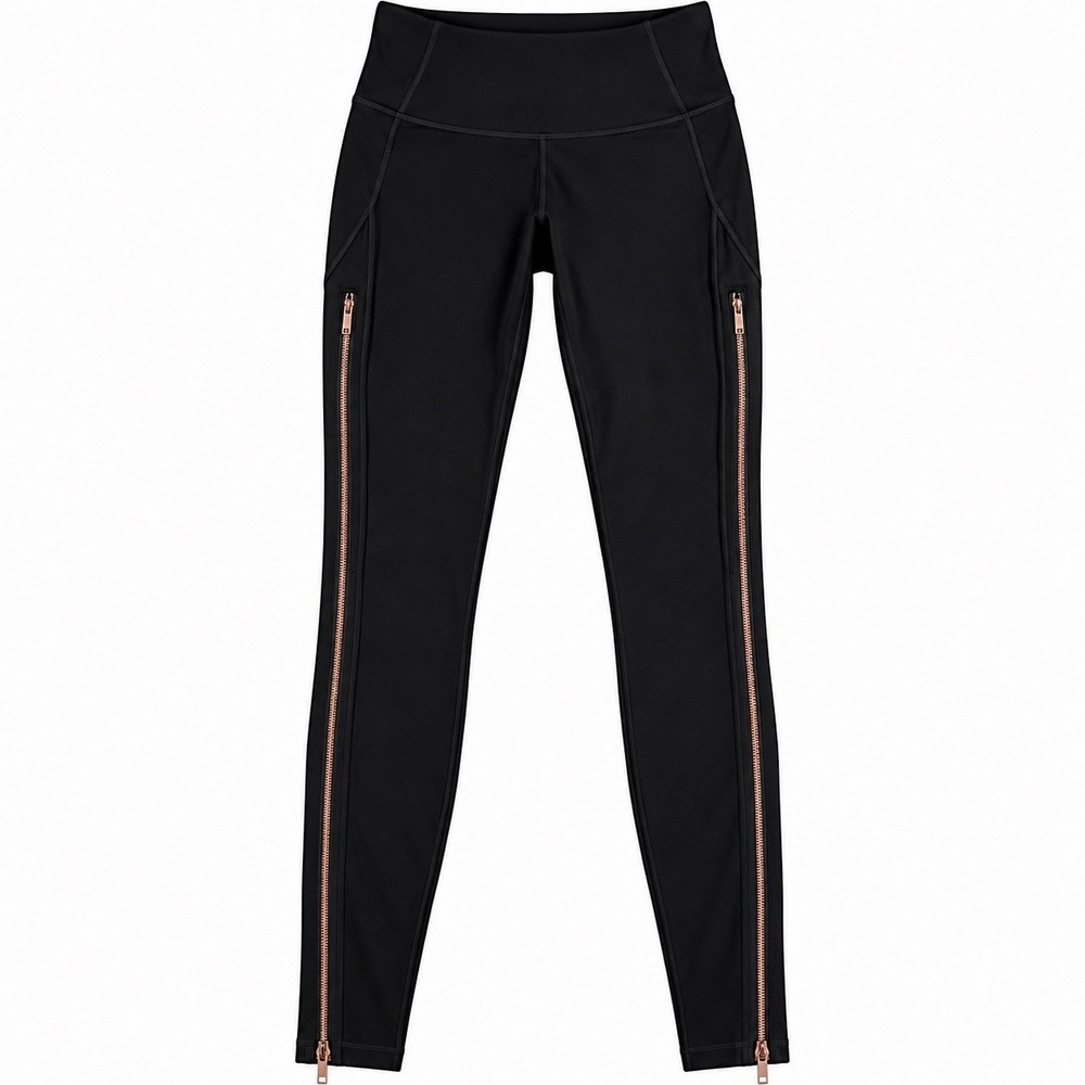 ATHLETA Black High Rise Chaturanga Copper Zipper Tight Leggings Size Xs